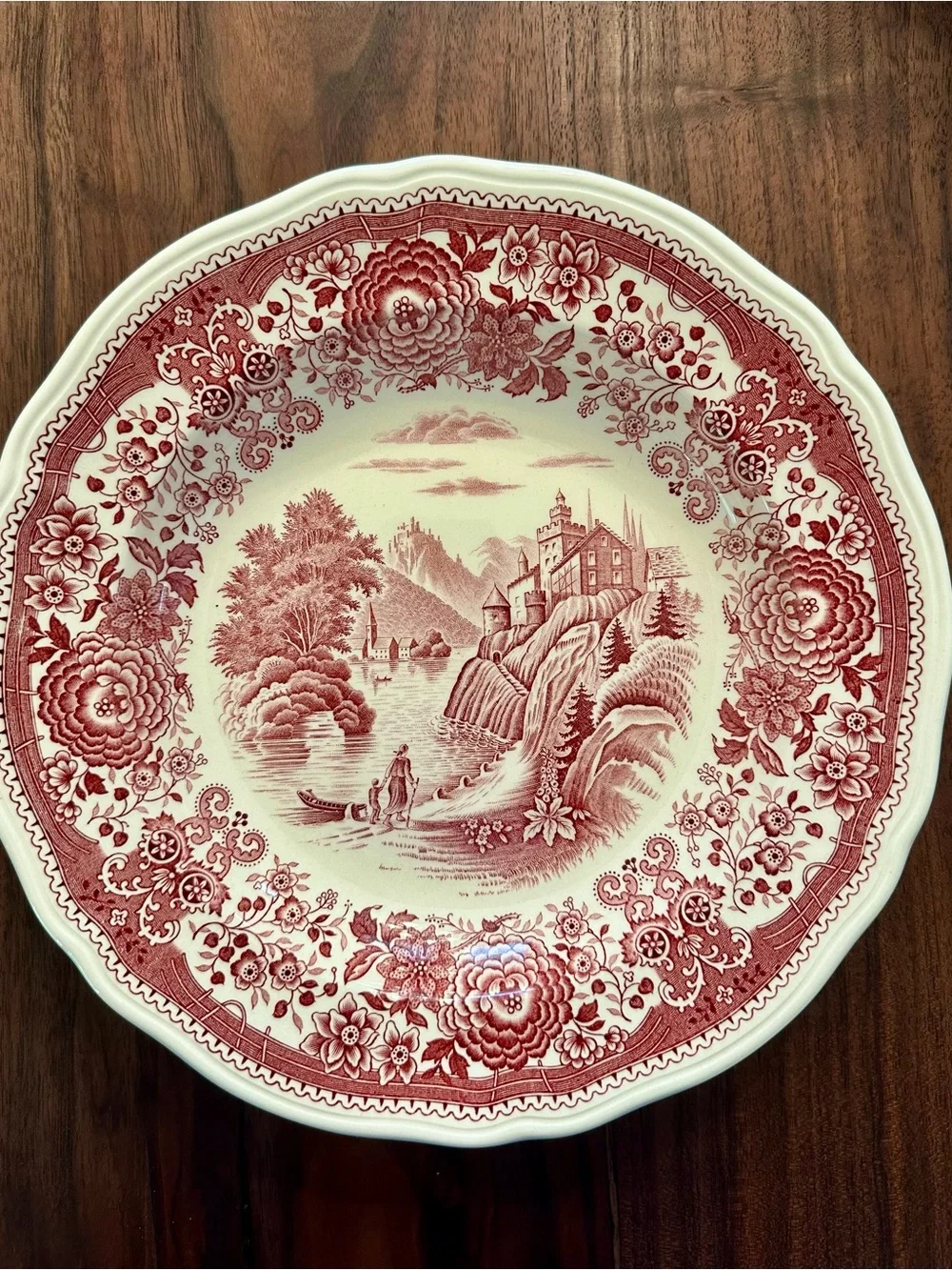 Vintage Villeroy & Boch Red and Cream Burgenland Dinner Bowl